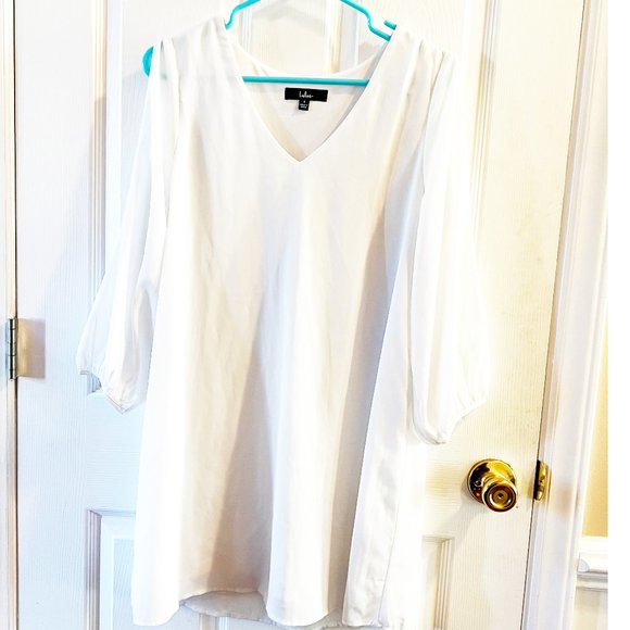 Lulus Small Shifting Dears Ivory White Long Sleeve Mini Dress - Picture 1 of 7